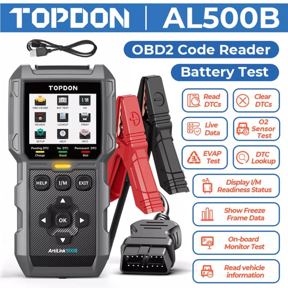 TOPDON AL500B 2 in 1 Electrical Battery Tester OBD2 Diagnostic Scanner Tool